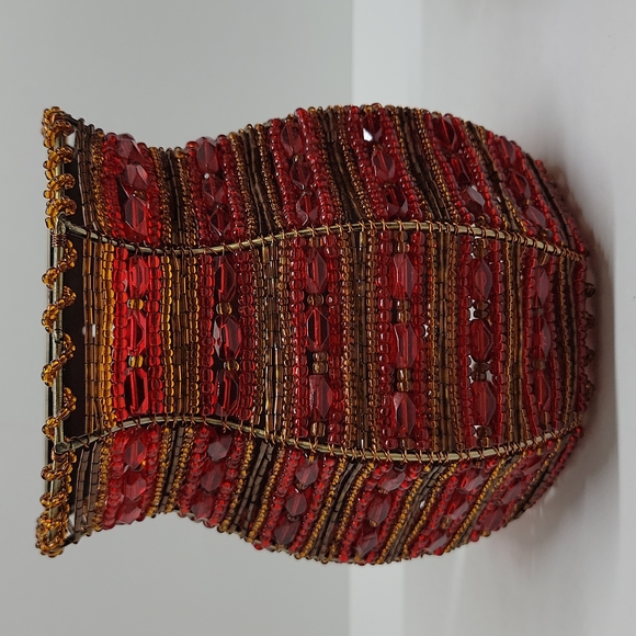 Partylite Pair of Moroccan Red & Gold Beaded Tealight Sconces - Picture 2 of 14